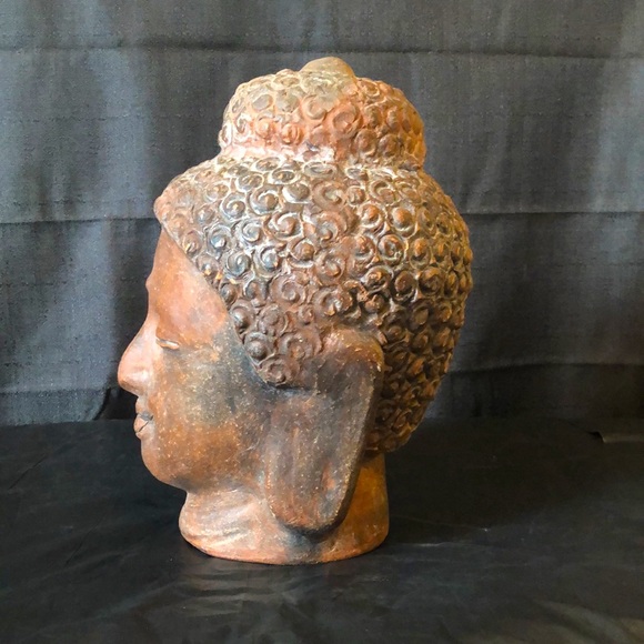 Buddha meditating: outstanding terra cotta pottery head highly detailed VTG - Picture 3 of 7